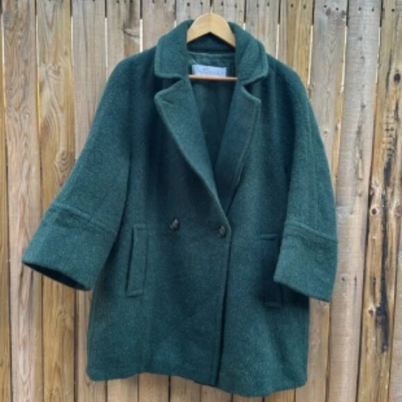Maxmara intrend wool Elegant Forest Green Pea Coat - Picture 1 of 5